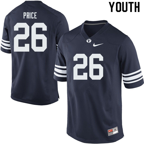 Youth #26 Mitchell Price BYU Cougars College Football Jerseys Sale-Navy - Click Image to Close